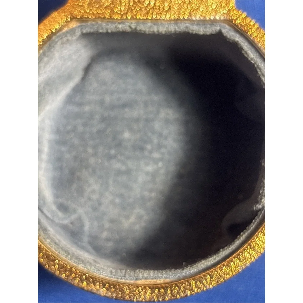 CAMEO Vintage MUSIC BOX Plays Amazing Grace Gray/Gold Tone Trinket Box Coquette